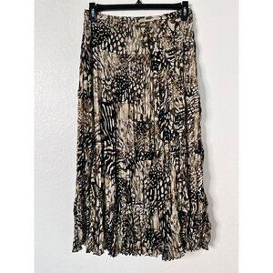Chicos Animal Print Tiered Boho Maxi Skirt With Elastic Waistband Size 1 U.S.8